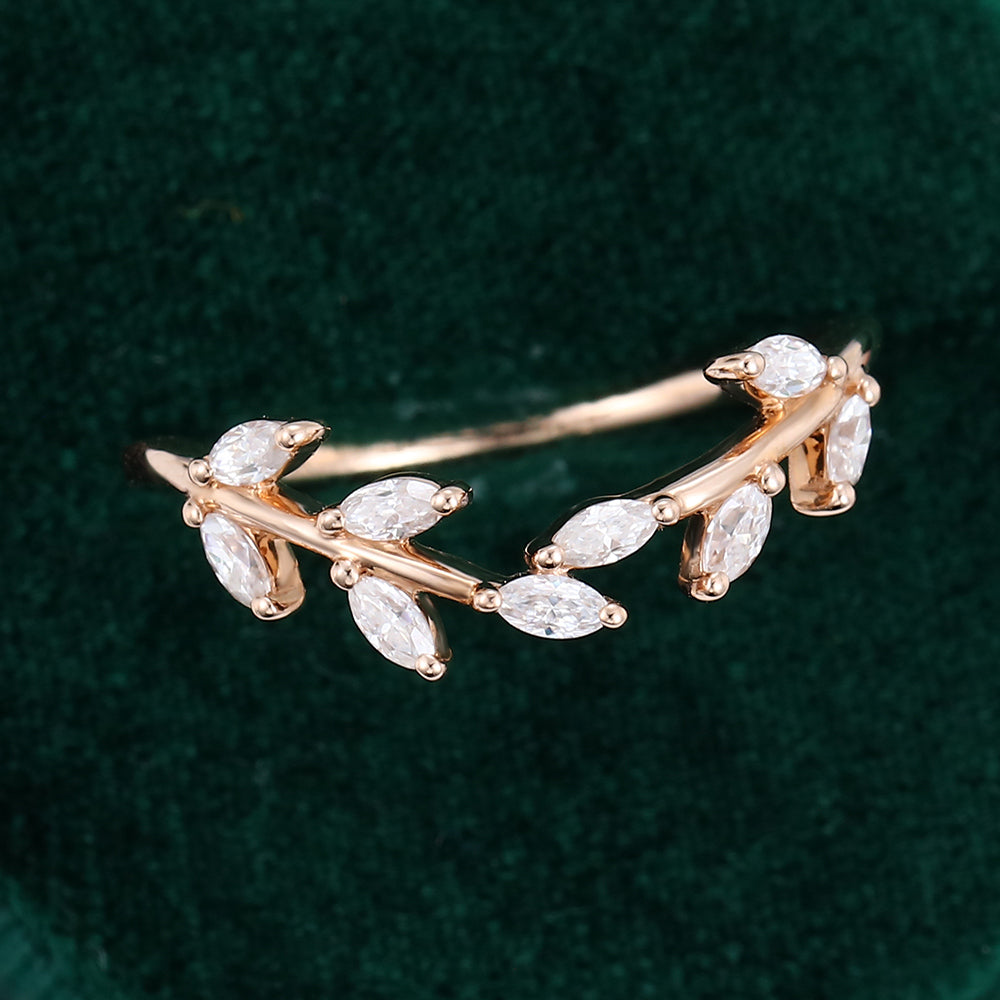 0.275 Marquise Moissanite Twig Wedding Band