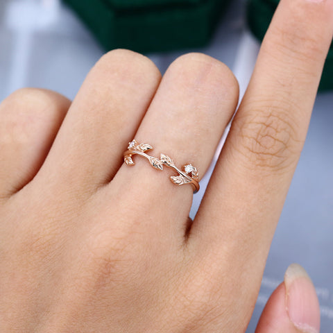 0.04 Round Moissanite Twig Wedding Band