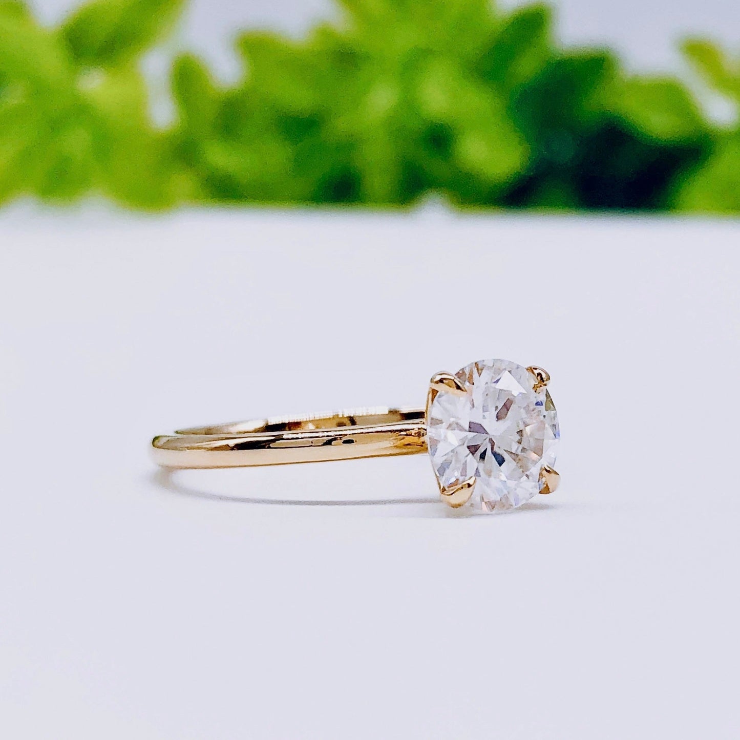 1.85 CT Round Cut Solitaire Moissanite Engagement Ring