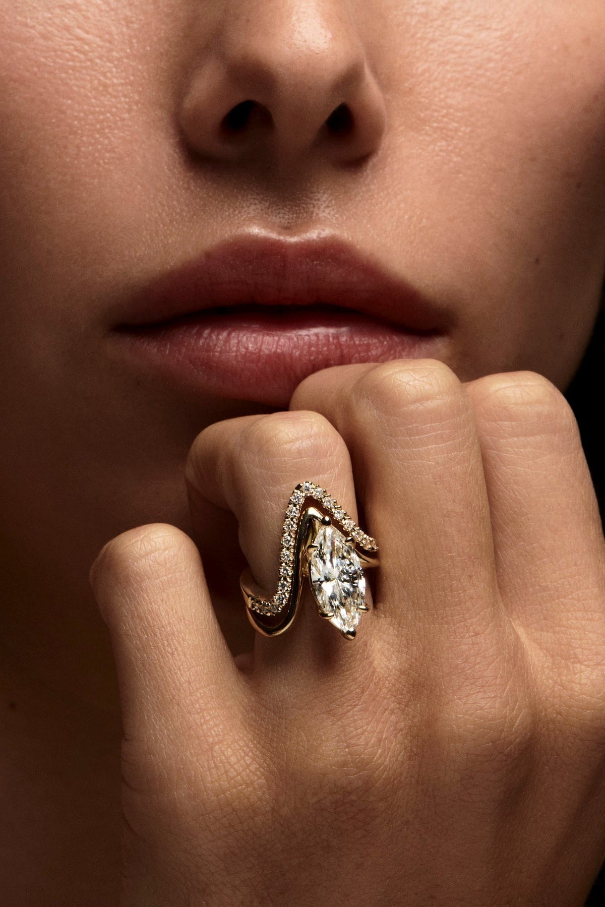 0.40 CT Pear Halo & Pave Lab Grown Diamond Engagement Ring