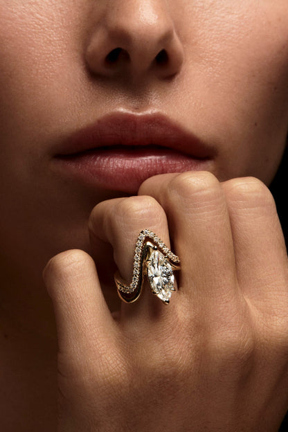 0.40 CT Pear Halo & Pave Lab Grown Diamond Engagement Ring