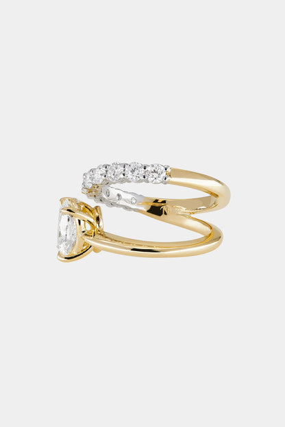 0.40 CT Pear Halo & Pave Lab Grown Diamond Engagement Ring