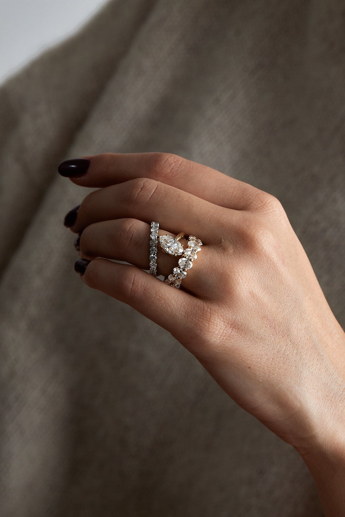 0.40 CT Pear Halo & Pave Lab Grown Diamond Engagement Ring