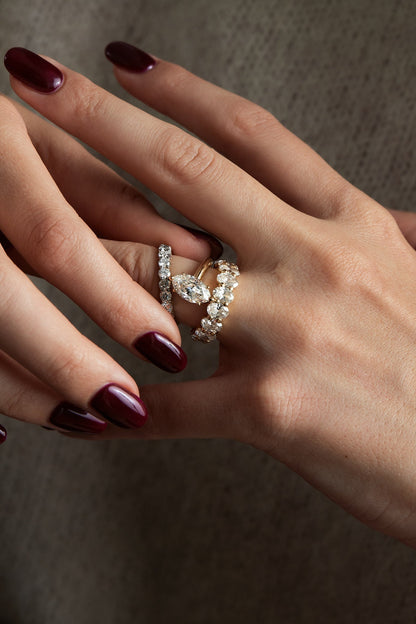 0.40 CT Pear Halo & Pave Lab Grown Diamond Engagement Ring