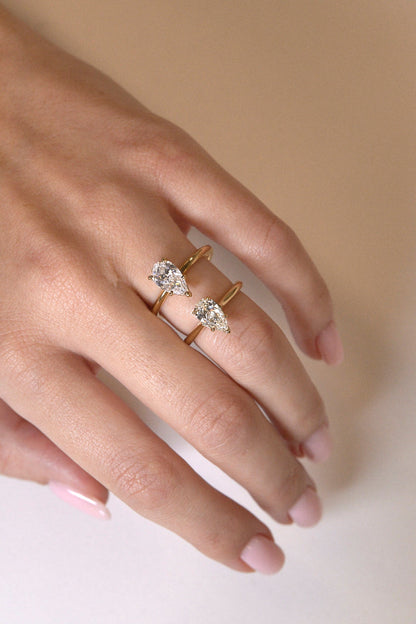 0.40 CT Pear Halo & Pave Lab Grown Diamond Engagement Ring