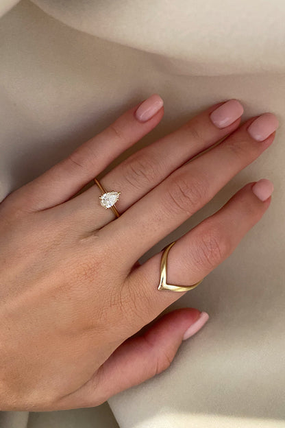 0.40 CT Pear Halo & Pave Lab Grown Diamond Engagement Ring