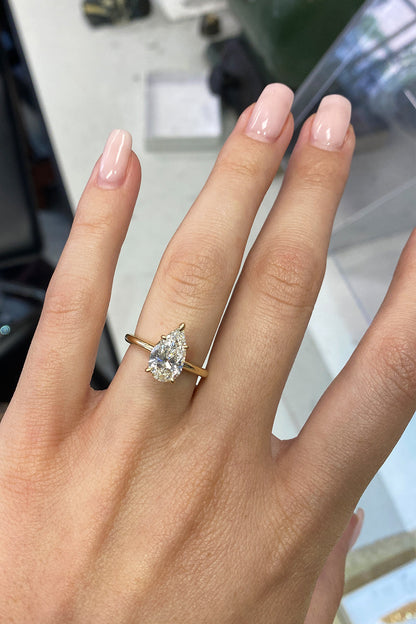 0.40 CT Pear Halo & Pave Lab Grown Diamond Engagement Ring
