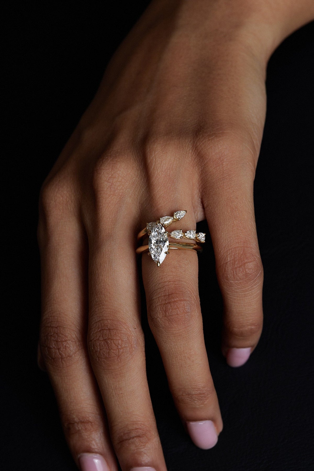 0.40 CT Pear Halo & Pave Lab Grown Diamond Engagement Ring