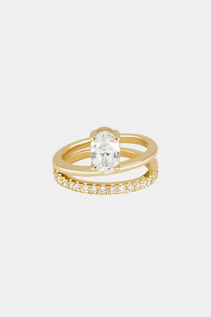 0.40 CT Pear Halo & Pave Lab Grown Diamond Engagement Ring