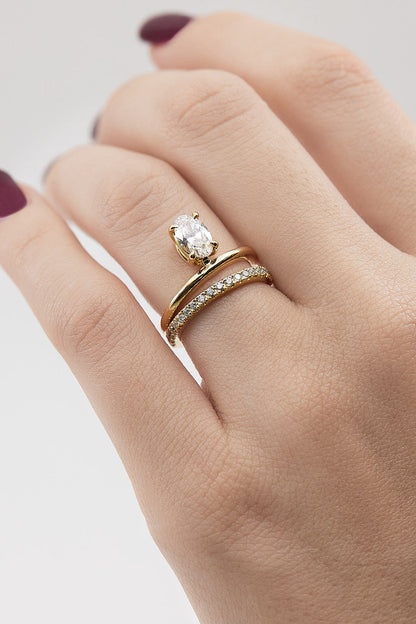 0.40 CT Pear Halo & Pave Lab Grown Diamond Engagement Ring