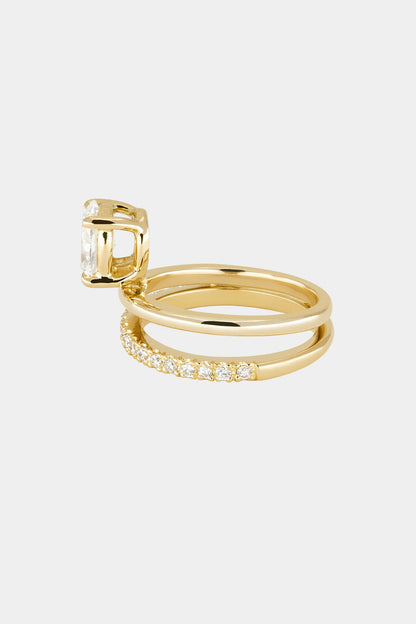 0.40 CT Pear Halo & Pave Lab Grown Diamond Engagement Ring