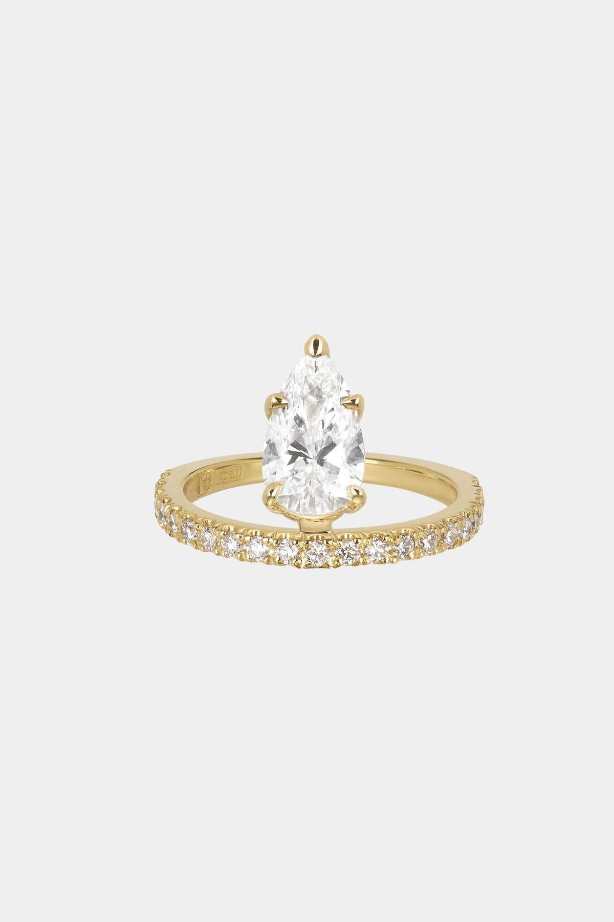 0.40 CT Pear Halo & Pave Lab Grown Diamond Engagement Ring