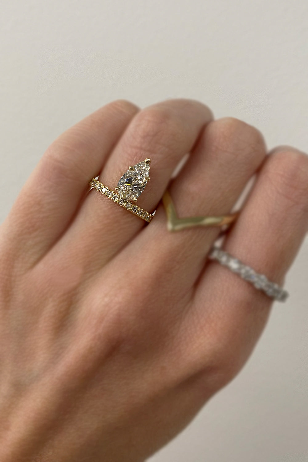 0.40 CT Pear Halo & Pave Lab Grown Diamond Engagement Ring