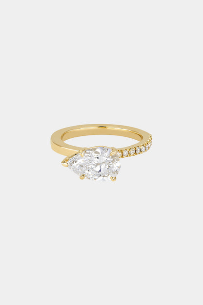 0.40 CT Pear Halo & Pave Lab Grown Diamond Engagement Ring