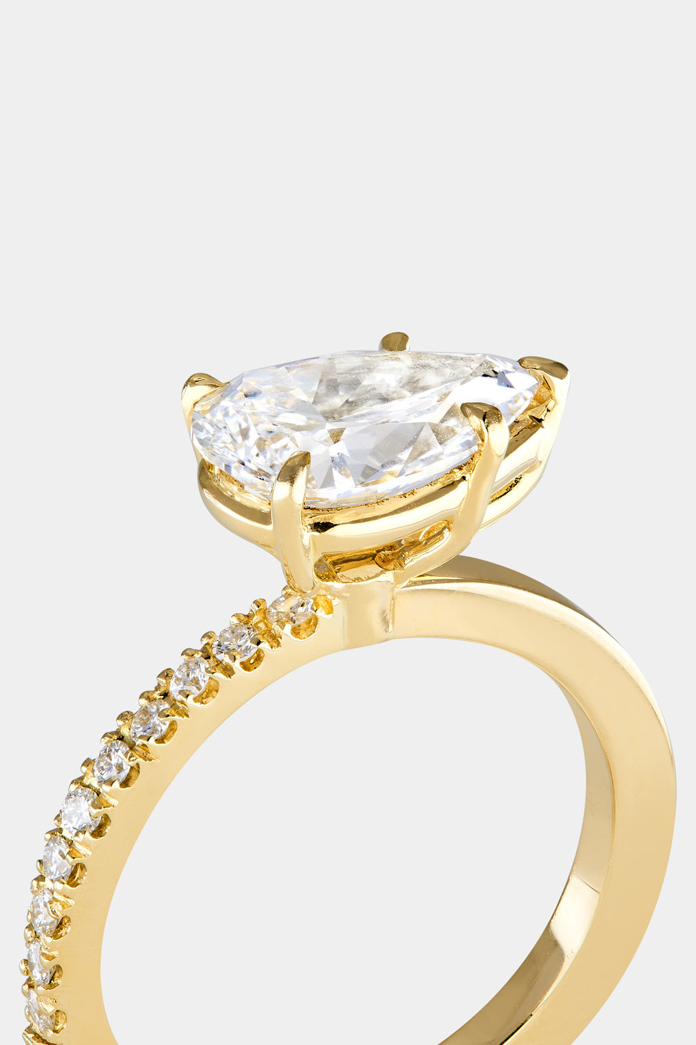 0.40 CT Pear Halo & Pave Lab Grown Diamond Engagement Ring
