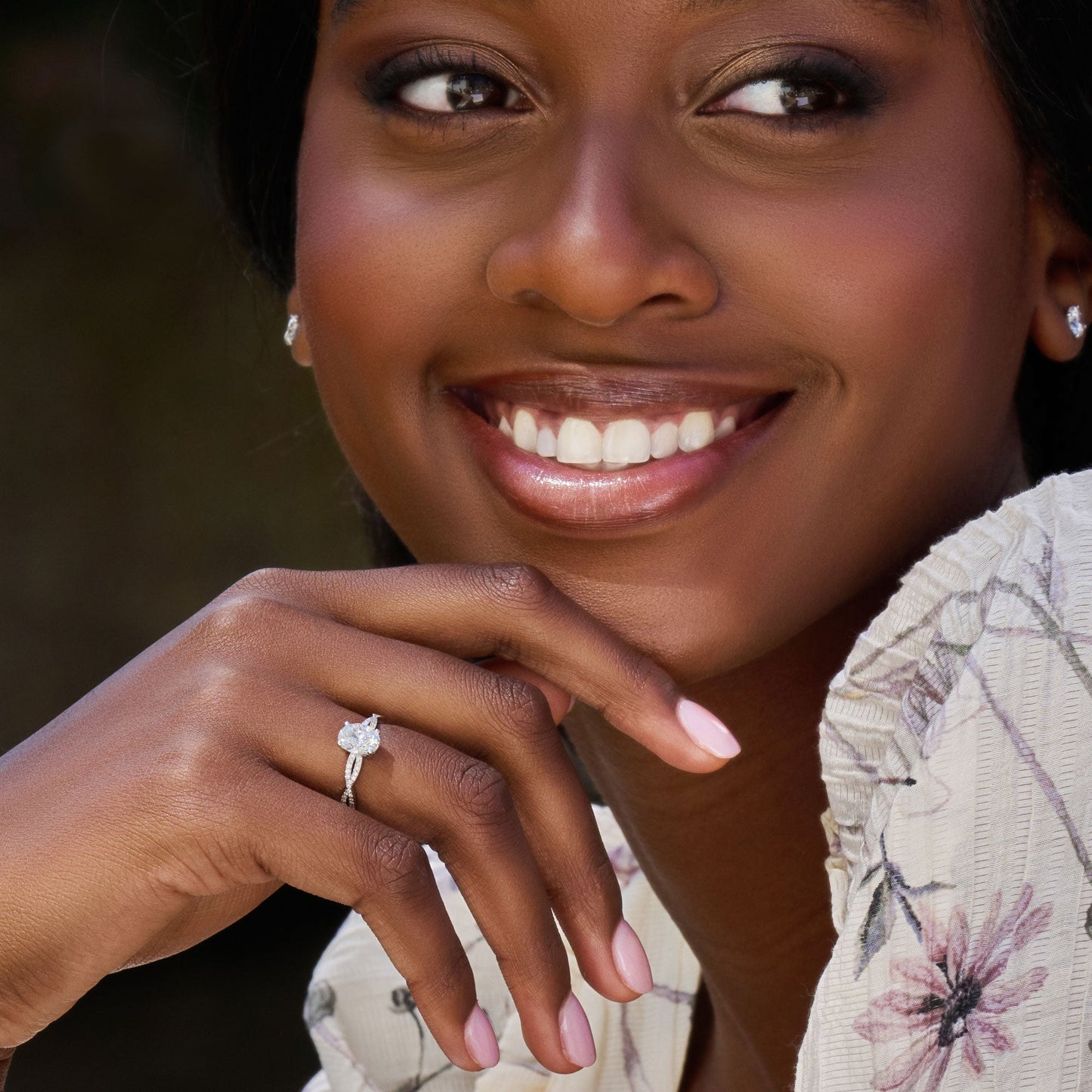 1.33 CT Oval Cut Twisted Pave Moissanite Engagement Ring