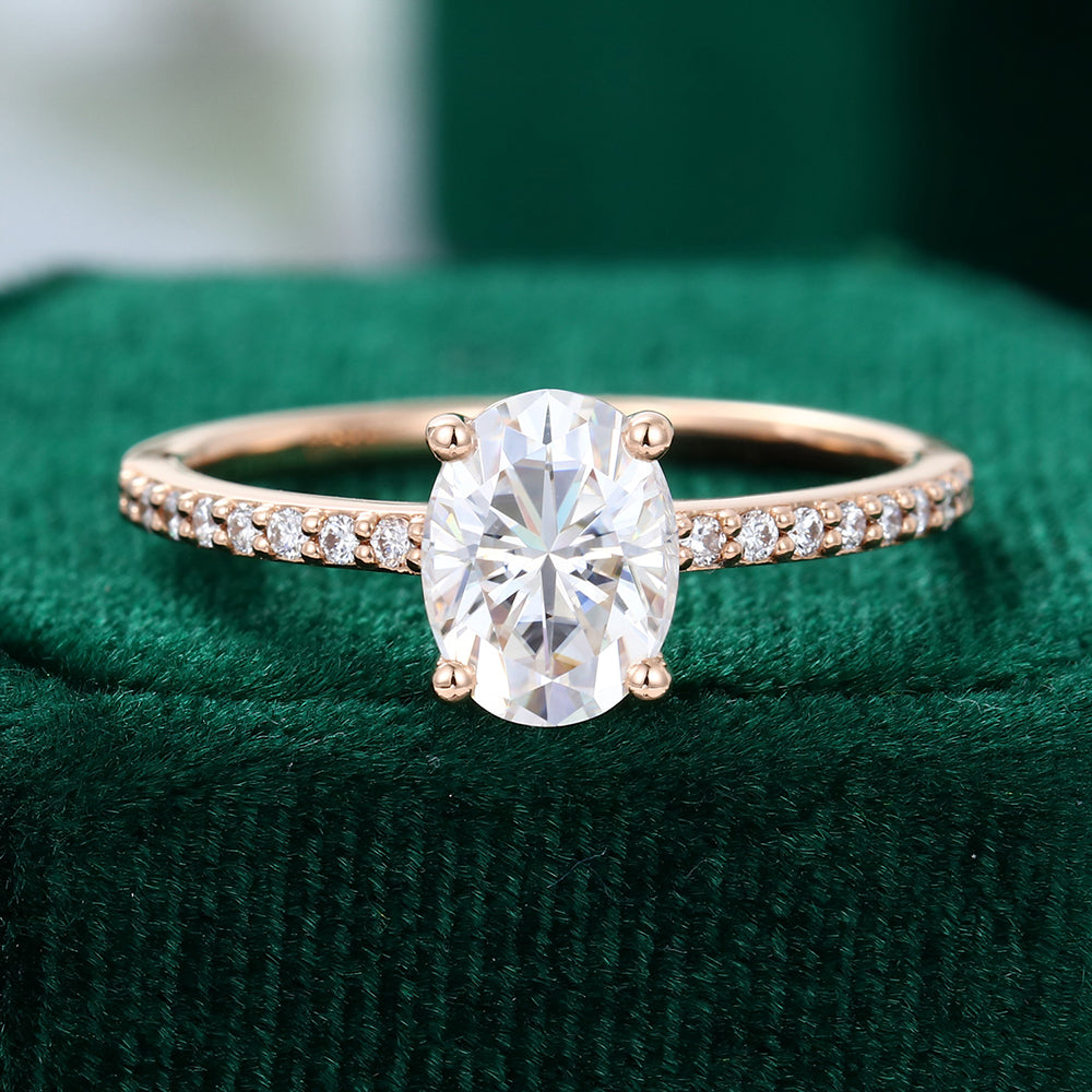 1.33 CT Oval Shaped Moissanite Solitaire Engagement Ring