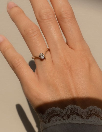 0.5 CT Oval Cut Lab Grown Diamond Solitaire Engagement Ring