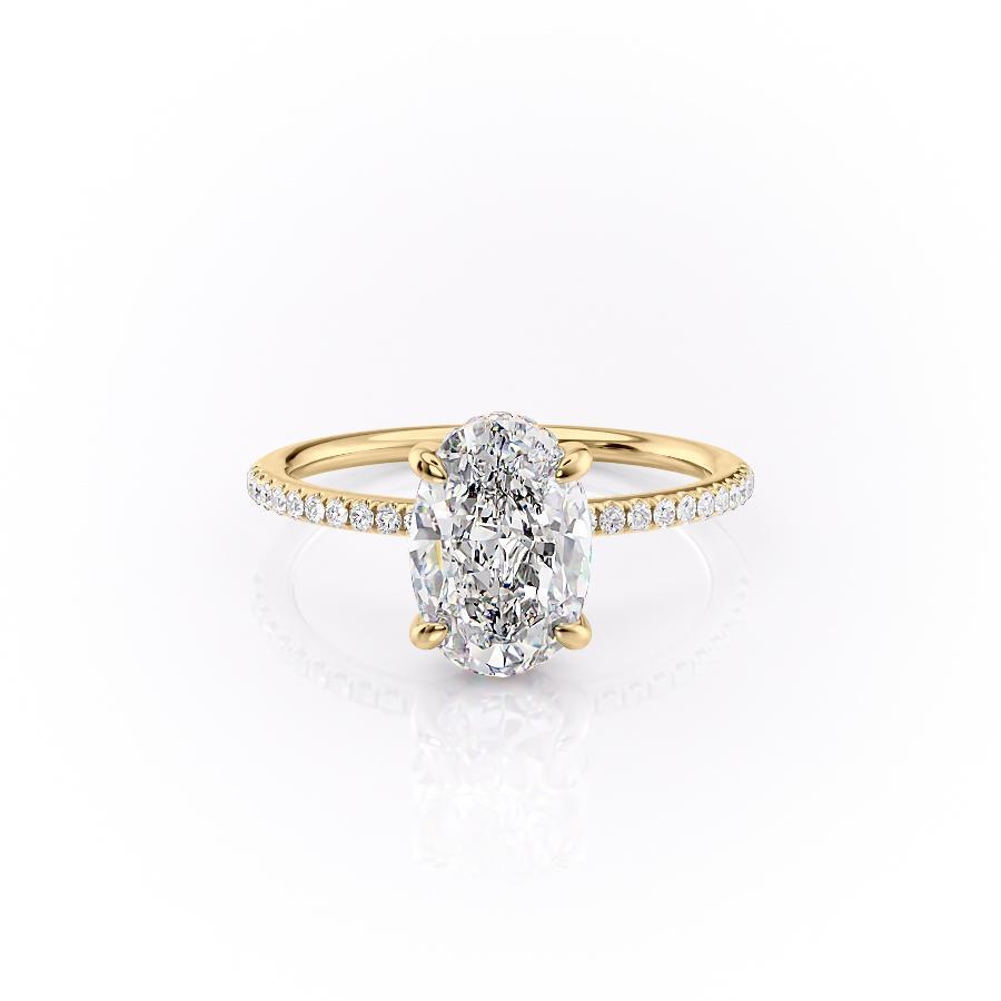 2.10 CT Oval Cut Solitaire & Pave Setting Moissanite Engagement Ring