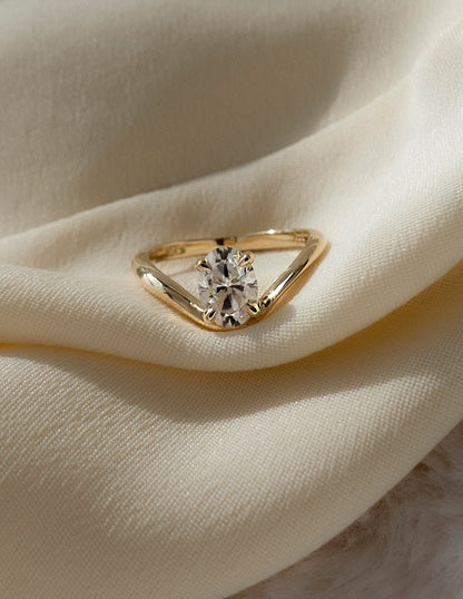 1.0 - 2.0 CT Oval Cut Lab Grown Diamond Solitaire Engagement Ring