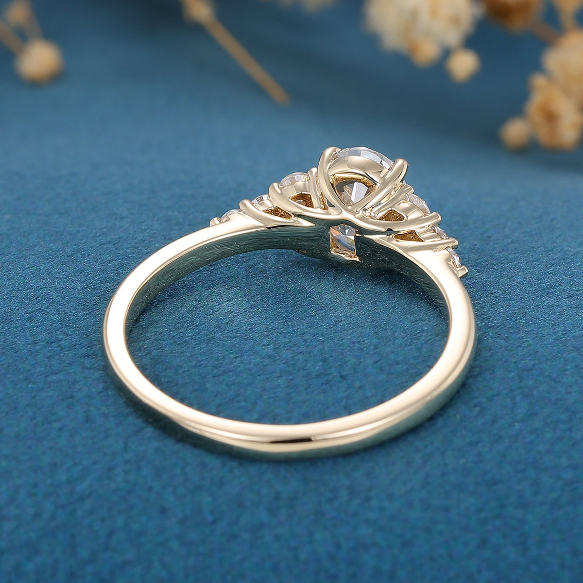 1.33 CT Oval Shaped Moissanite Cluster Engagement Ring