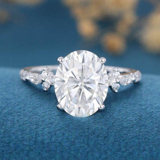 2.72 CT Oval Shaped Moissanite Solitaire Pave Engagement Ring