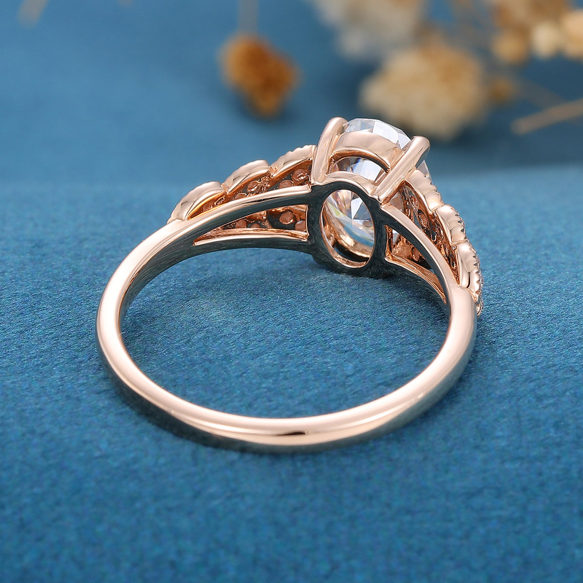 1.33 CT Oval Shaped Moissanite Art Deco Engagement Ring