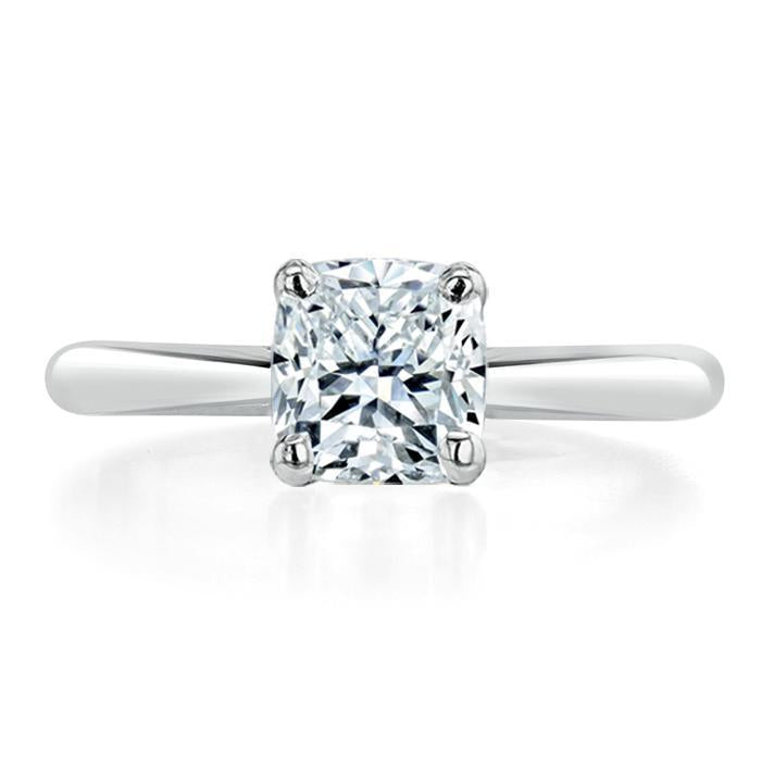 1.0 CT Cushion Cut Solitaire Moissanite Engagement Ring