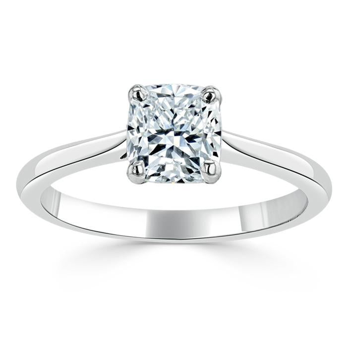 1.0 CT Cushion Cut Solitaire Moissanite Engagement Ring