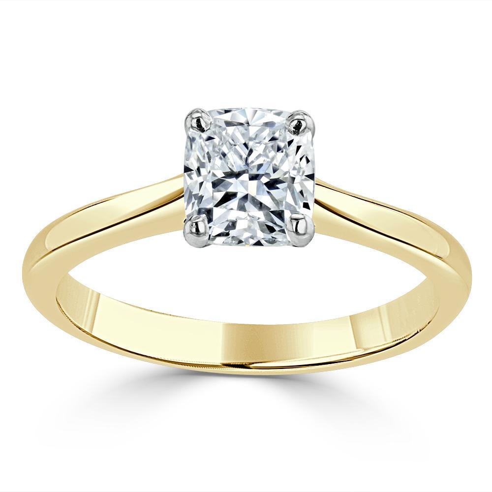 1.0 CT Cushion Cut Solitaire Moissanite Engagement Ring