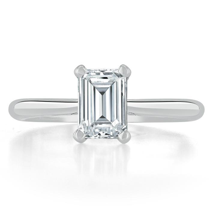 1.0 CT Emerald Cut Moissanite Solitaire Engagement Ring