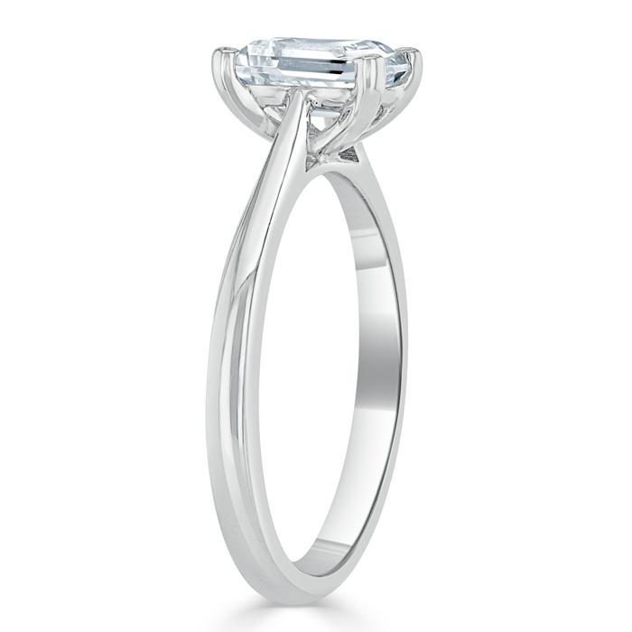 1.0 CT Emerald Cut Moissanite Solitaire Engagement Ring