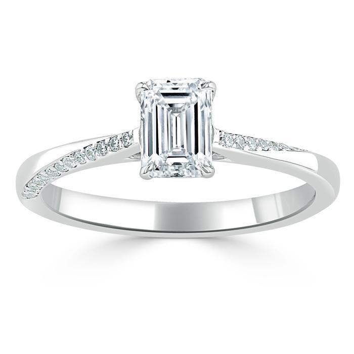 0.75 CT Emerald Cut Solitaire Moissanite Engagement Ring