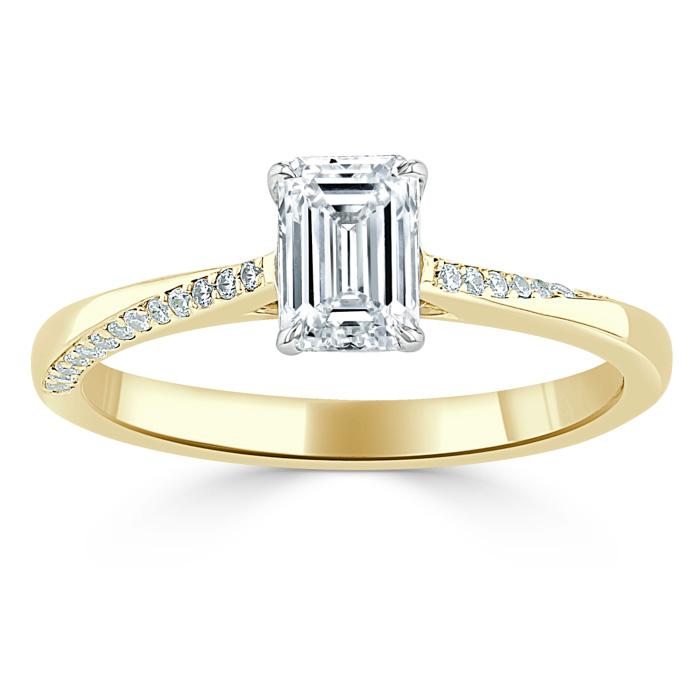 0.75 CT Emerald Cut Solitaire Moissanite Engagement Ring