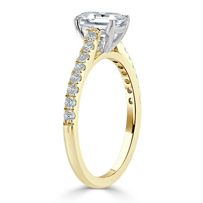 1.50 CT Emerald Cut Solitaire Pave Setting Moissanite Engagement Ring