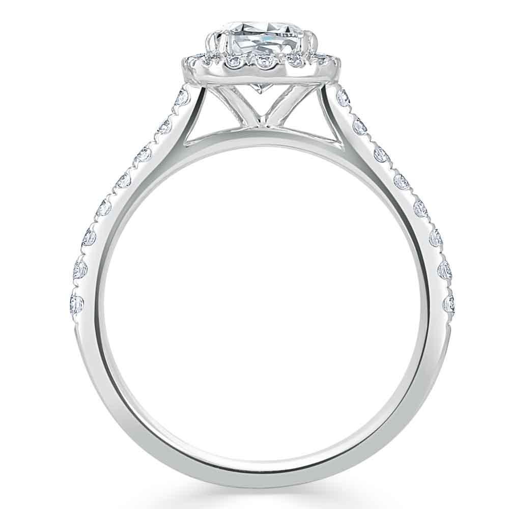 1.0 CT Cushion Cut Halo Pave Moissanite Engagement Ring