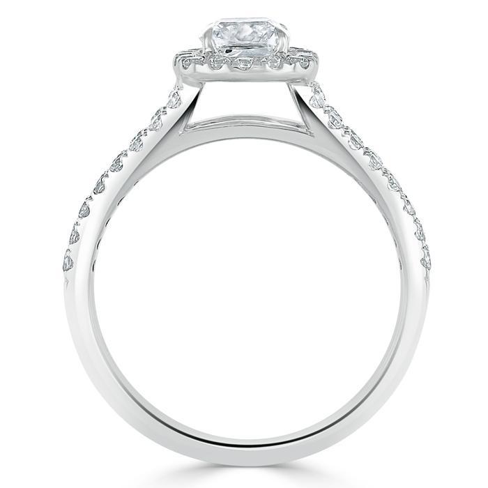 1.0 CT  Cushion Cut Halo Split Shank Setting Moissanite Engagement Ring