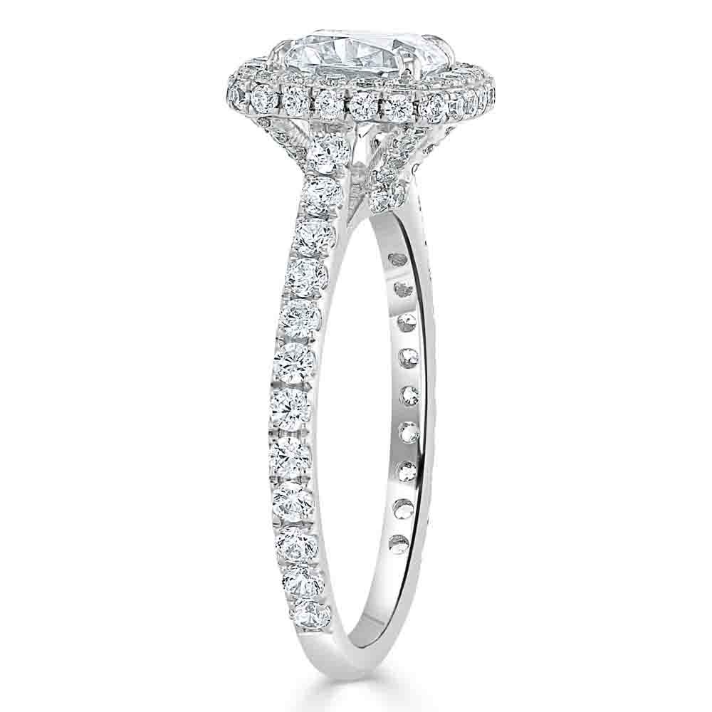 1.5 CT Cushion Cut Halo Pave Setting Moissanite Engagement Ring