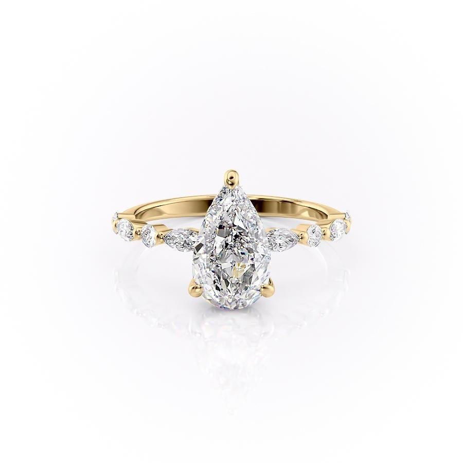 2.0 CT Pear Cut Solitaire Pave Setting Moissanite Engagement Ring