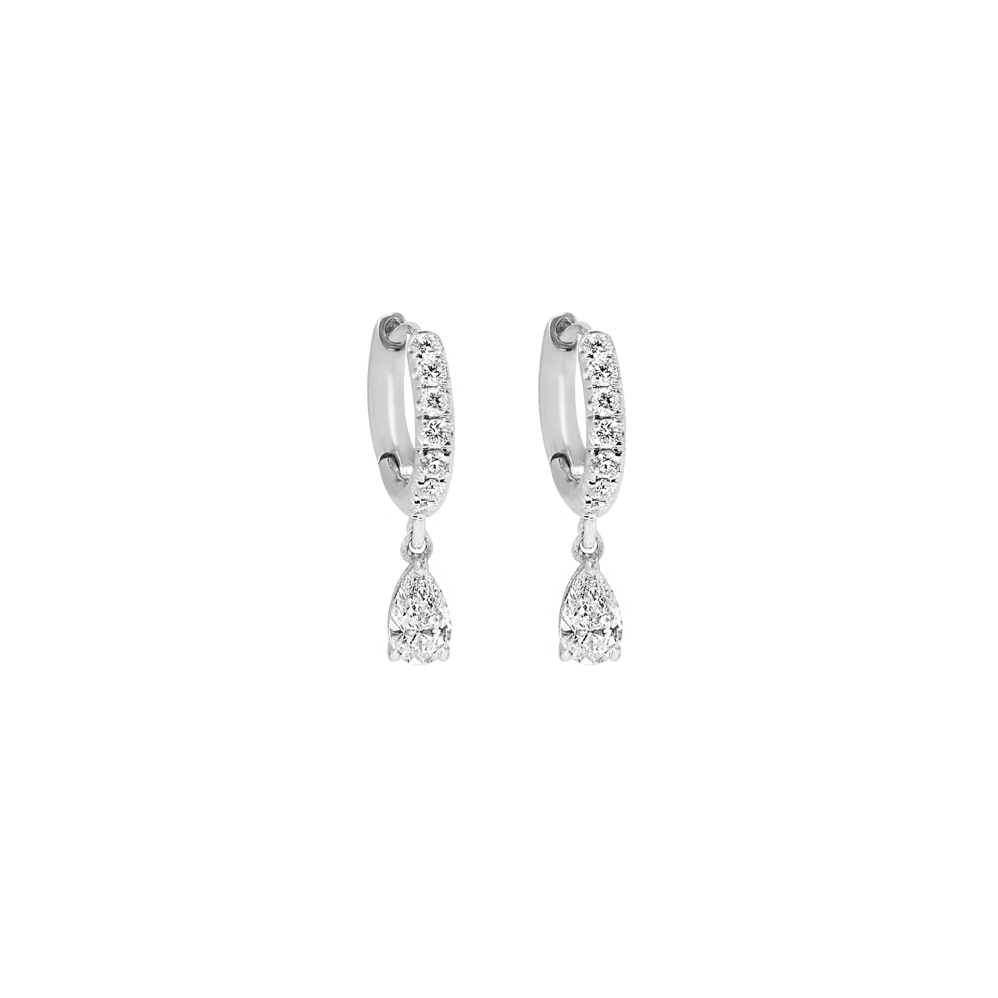 0.15 TCW Pear Cut Drop Huggie Moissanite Earrings