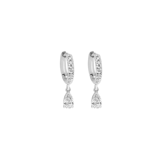 0.15 TCW Pear Cut Drop Huggie Moissanite Earrings
