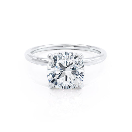 1.0 CT Cushion Shaped Moissanite Hidden Halo Style Engagement Ring