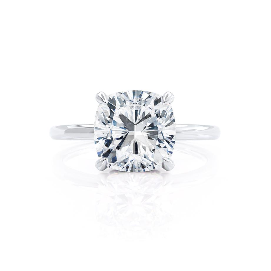 1.0 CT Cushion Shaped Moissanite Hidden Halo Style Engagement Ring