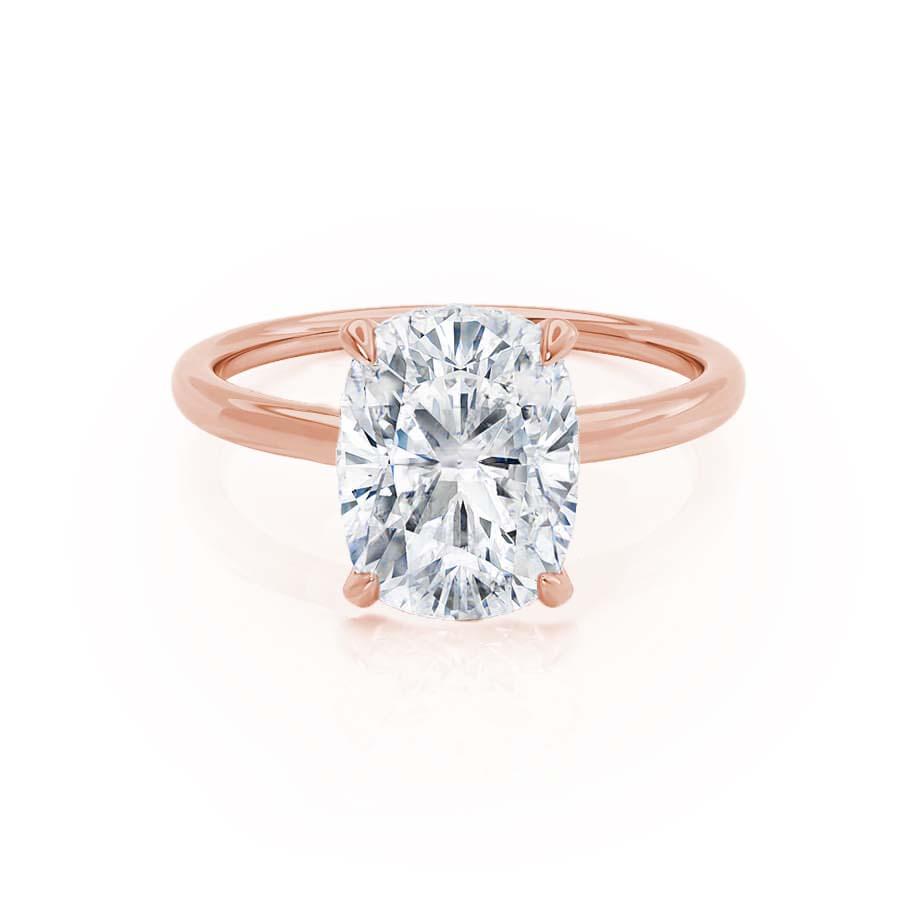 1.50 CT Elongated Cushion Shaped Moissanite Hidden Halo Style Engagement Ring