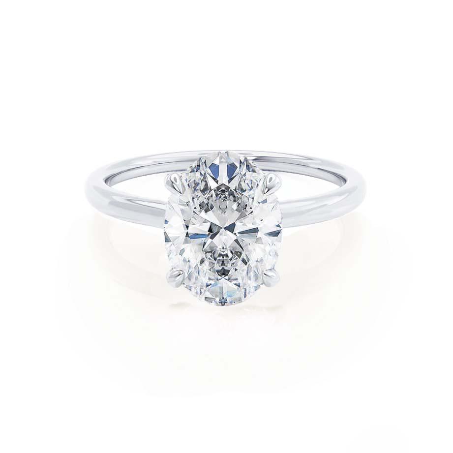 1.50 CT Oval Shaped Moissanite Hidden Halo Style Engagement Ring