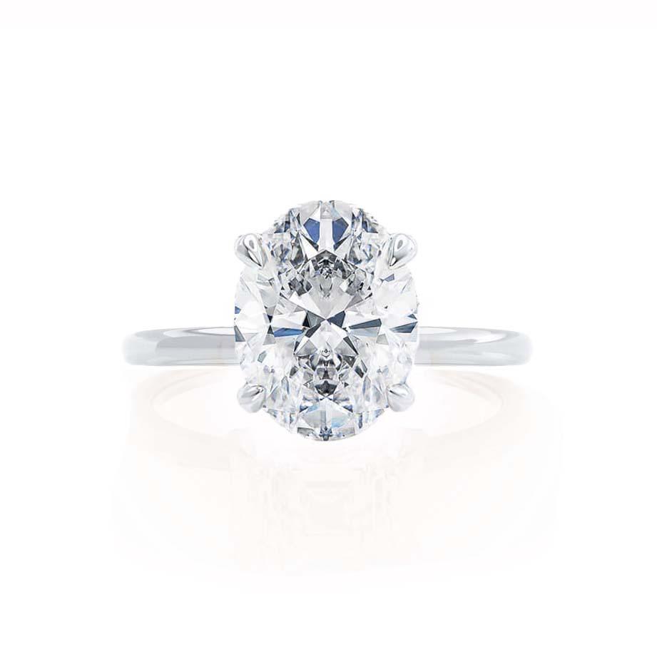 1.50 CT Oval Shaped Moissanite Hidden Halo Style Engagement Ring