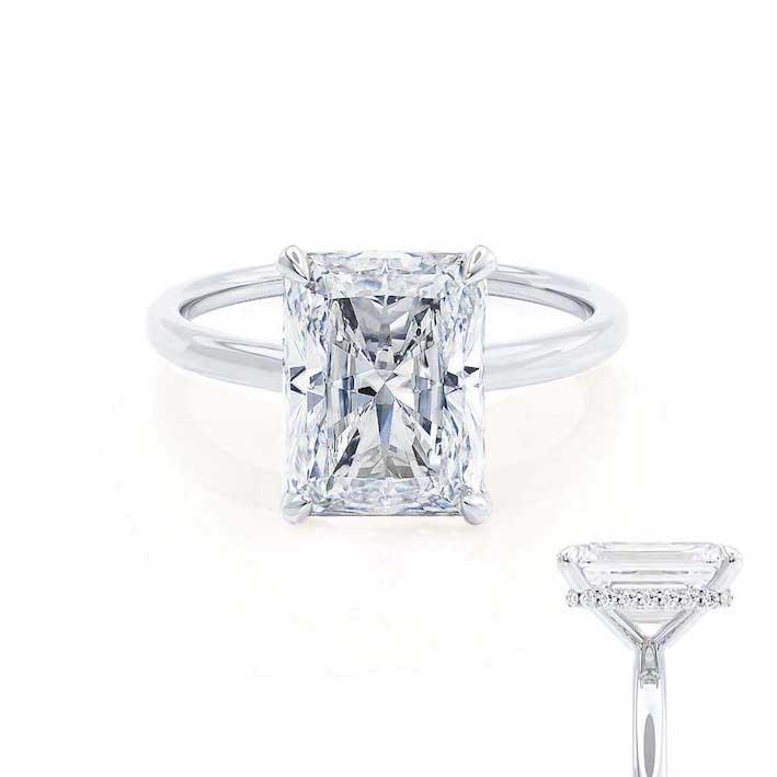 1.80 CT Radiant Shaped Moissanite Hidden Halo Style Engagement Ring