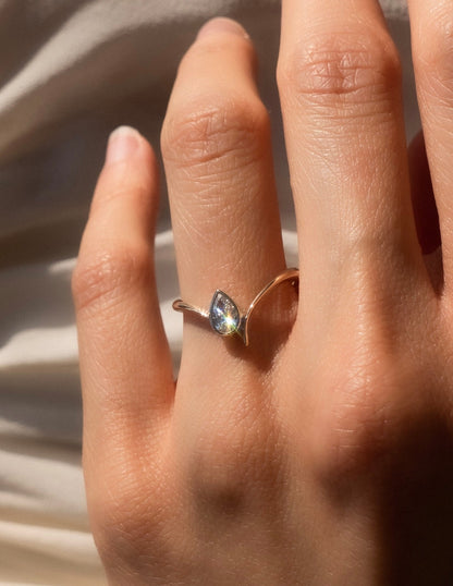 0.5 CT Pear Cut Lab Grown Diamond Solitaire Engagement Ring