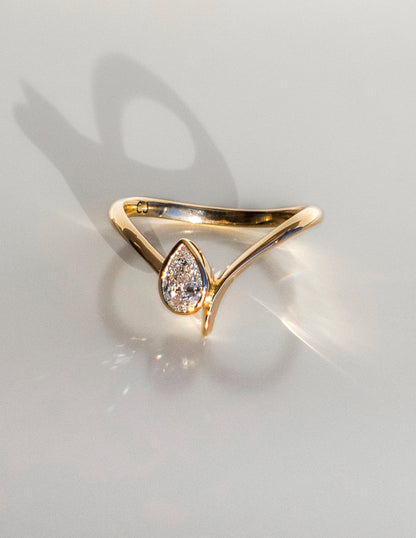 0.5 CT Pear Cut Lab Grown Diamond Solitaire Engagement Ring