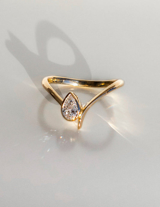 0.5 CT Pear Cut Lab Grown Diamond Solitaire Engagement Ring